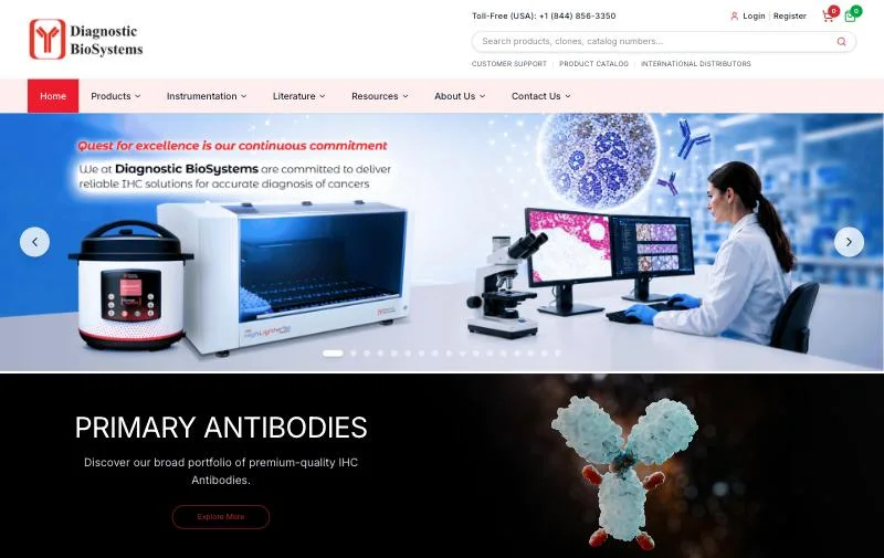 Screenshot of the Diagnostic BioSystems website